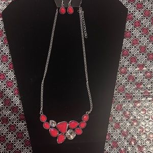 Necklace & Earring Set - Breathtaking Brilliance Red Necklace